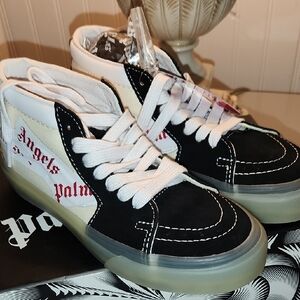 Palm Angels Black and White Sk8-Mid Sneakers